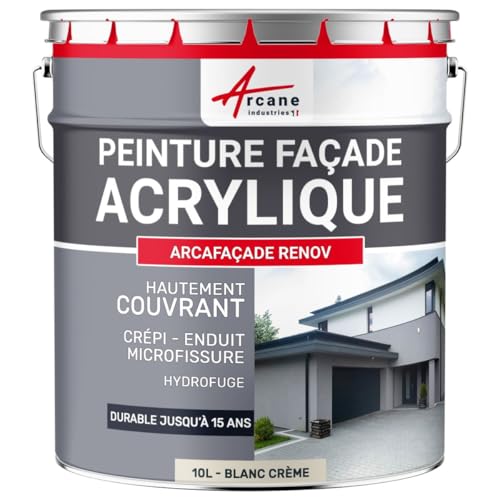 Acrylfassadenfarbe für Putz - ARCAFAÇADE RENOV RAL 9001 - Weiß Creme - 10 L (+ oder - 60 m² in 1 schicht) von ARCANE INDUSTRIES