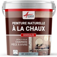 Arcane Industries - Natürliche Kalkfarbe für drinnen - mineralis - Reif-Hellblau - 60 m²-Kit, 2 x 5 kg - Reif-Hellblau von ARCANE INDUSTRIES