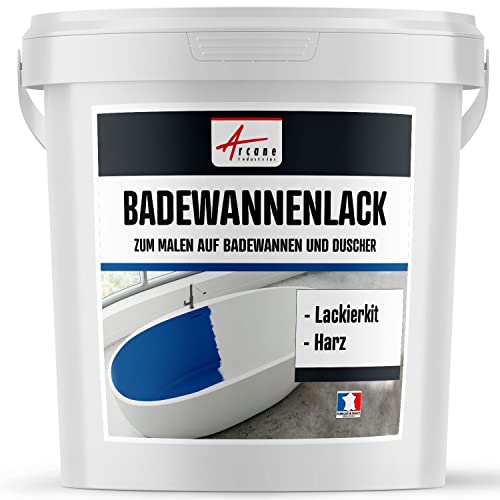 BADEWANNENLACK - BADFARBE - Zum Überstreichen von Badewannen, Waschbecken und Duschen - Tiefschwarz RAL 9005 - Kit de 2.5kg bis zu 8m² für 2 Schichten von ARCANE INDUSTRIES