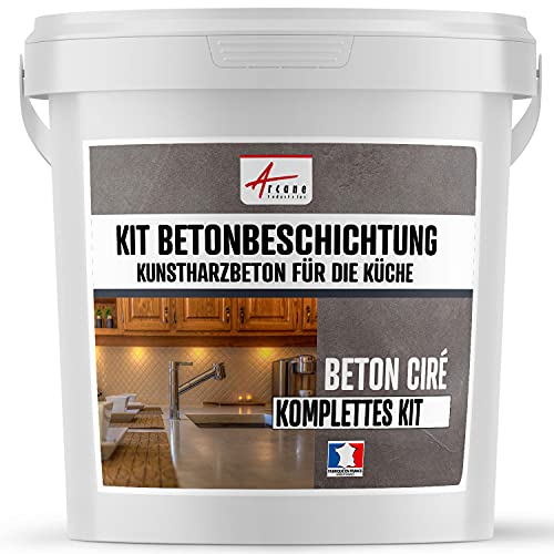 Beton Cire Küche: Arbeitsplatte, Spritzschutz - NUANCES MINERALES Griset Hellgrau-10 m² (für 2 Schichten) von ARCANE INDUSTRIES