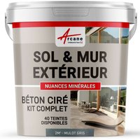 Arcane Industries - beton ciré: kit kunstharz-betonbeschichtung für draussen - Böden, Wände, Terrassen, Balkone, Treppen - Feldmaus-Grau - 2 m²-Kit von ARCANE INDUSTRIES