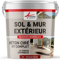Arcane Industries - beton ciré: kit kunstharz-betonbeschichtung für draussen - Böden, Wände, Terrassen, Balkone, Treppen - Granatapfel-Rot - 2 m²-Kit von ARCANE INDUSTRIES