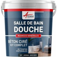 BETON CIRÉ: Kit BETONBESCHICHTUNG | KUNSTHARZ-BETON Badezimmer begehbare Dusche - Wasserdichte Beschichtung - Aronia - Grey Noir - 5 m²-Kit (2 von ARCANE INDUSTRIES
