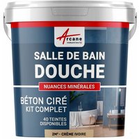 BETON CIRÉ: Kit BETONBESCHICHTUNG | KUNSTHARZ-BETON Badezimmer begehbare Dusche - Wasserdichte Beschichtung - Elfenbein-Creme-Weiß - 2 m²-Kit (2 von ARCANE INDUSTRIES