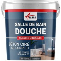 Arcane Industries - beton ciré: Kit betonbeschichtung | kunstharz-beton Badezimmer begehbare Dusche - Wasserdichte Beschichtung - Flanell-Dunkelgrau von ARCANE INDUSTRIES
