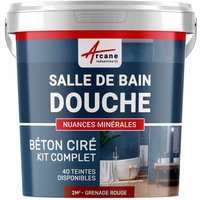 Arcane Industries - beton ciré: Kit betonbeschichtung | kunstharz-beton Badezimmer begehbare Dusche - Wasserdichte Beschichtung - Granatapfel-Rot - 2 von ARCANE INDUSTRIES