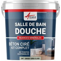 Arcane Industries - beton ciré: Kit betonbeschichtung | kunstharz-beton Badezimmer begehbare Dusche - Wasserdichte Beschichtung - Hellgrau - 2 m²-Kit von ARCANE INDUSTRIES