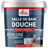 BETON CIRÉ: Kit BETONBESCHICHTUNG | KUNSTHARZ-BETON Badezimmer begehbare Dusche - Wasserdichte Beschichtung - Kumquat-Orange - 2 m²-Kit (2 Schichten) von ARCANE INDUSTRIES