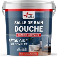 Beton ciré: Kit betonbeschichtung | kunstharz-beton Badezimmer begehbare Dusche - Wasserdichte Beschichtung - Kumquat-Orange - kit 10 m2 (2 couches) von ARCANE INDUSTRIES