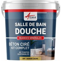 BETON CIRÉ: Kit BETONBESCHICHTUNG | KUNSTHARZ-BETON Badezimmer begehbare Dusche - Wasserdichte Beschichtung - Nankin-Gelb - 5 m²-Kit (2 Schichten) von ARCANE INDUSTRIES
