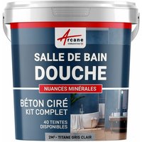 Arcane Industries - beton ciré: Kit betonbeschichtung | kunstharz-beton Badezimmer begehbare Dusche - Wasserdichte Beschichtung - Titan-Hellgrau - 2 von ARCANE INDUSTRIES