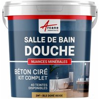 Arcane Industries - beton ciré: Kit betonbeschichtung | kunstharz-beton Badezimmer begehbare Dusche - Wasserdichte Beschichtung - Weizen-Gold-Beige von ARCANE INDUSTRIES