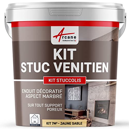 Stuckfarbe, STUCCOLIS Putz mit Mörtel und Farbstoff Sandgelb-kit bis zu 7 m² von ARCANE INDUSTRIES