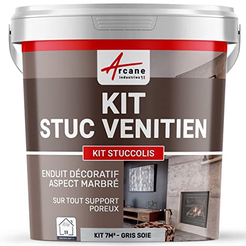 Stuckfarbe, STUCCOLIS Putz mit Mörtel und Farbstoff Seidengrau-kit bis zu 7 m² von ARCANE INDUSTRIES