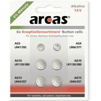 Arcas - Knopfzellen-Set, AG3, AG4, AG10, AG13, 6-teilig von ARCAS