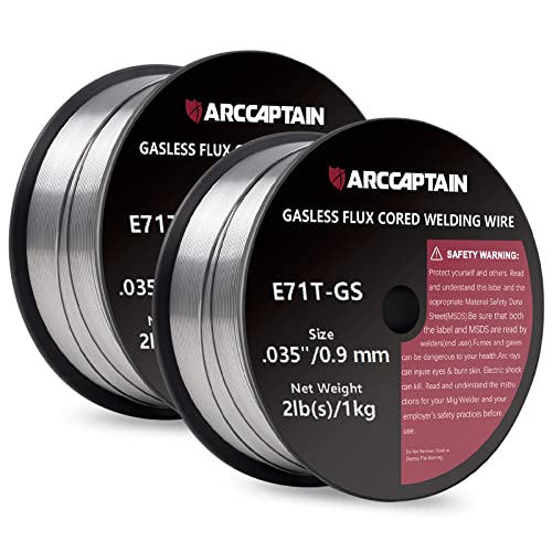 ARCCAPTAIN Fülldraht 0,9mm 2KG E71T-GS MIG Schweißdraht für Schweißgerät ohne Gas MIG/MAG FLUX Schweißdraht with TÜV Geprüft, D100 Drahtrolle mit 20mm Dorn, Packung 2 von ARCCAPTAIN