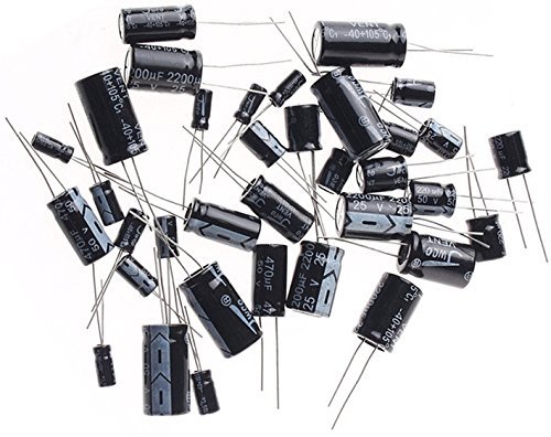 ARCELI 125PCS 25 Werte 16V 25V 50V 1 uF bis 2200 uF Elektrolytkondensatoren Assortiertes Sortiment-Set Schwarz mit Beschriftung Markierter Widerstand von ARCELI