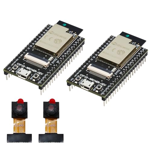 ARCELI 2 Stück ESP32-WROVER-DEV Entwicklungsboard(Gelötete Stiftreihen), ESP32-CAM Onboard WiFi + Bluetooth Modul unterstützt OV2640 Stromsparender Dual Core Kompatibel mit Arduino IDE von ARCELI