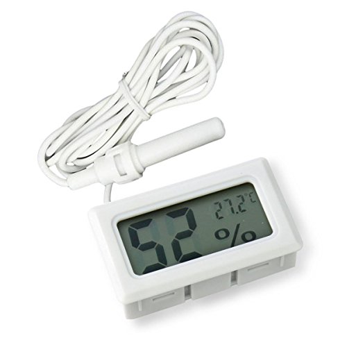 ARCELI 2-in-1 Digital LCD Embedded Thermometer Hygrometer mit externen für Reptil Inkubator Aquarium Geflügel - Weiß von ARCELI
