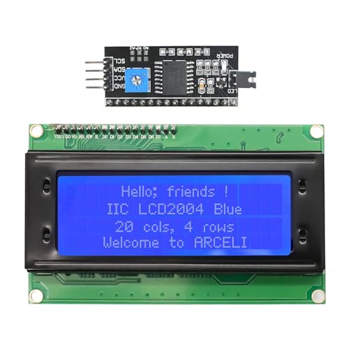 ARCELI 20x4 2004 LCD Display Modul, DC 5V LCD-Bildschirm-Anzeigemodul Zeichen Bildschirm mit TWI IIC I2C LCD Schnittstelle Adapter (Blau/2004) von ARCELI