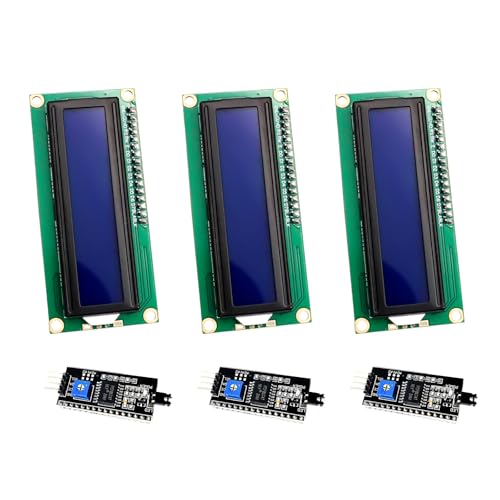 ARCELI 3 Stück IIC I2C TWI 1602 LCD Modul Display, Serielle 16x2 Display Module, Kompatibel mit Arduino und Raspberry Pi (mit Blauem Hintergrund und Weißen Zeichen) von ARCELI