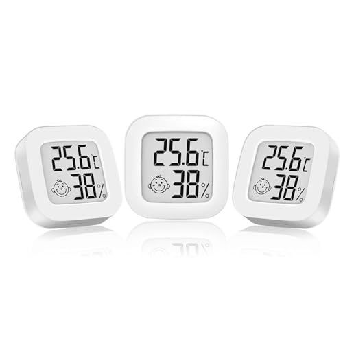 ARCELI 3 Thermometer Innen Hygrometer Digital Mini LCD Thermometer Zimmerhygrometer Thermometer Niedliches Wandthermometer, für Haus Lager Terrarium Schlafzimmer Keller etc. von ARCELI