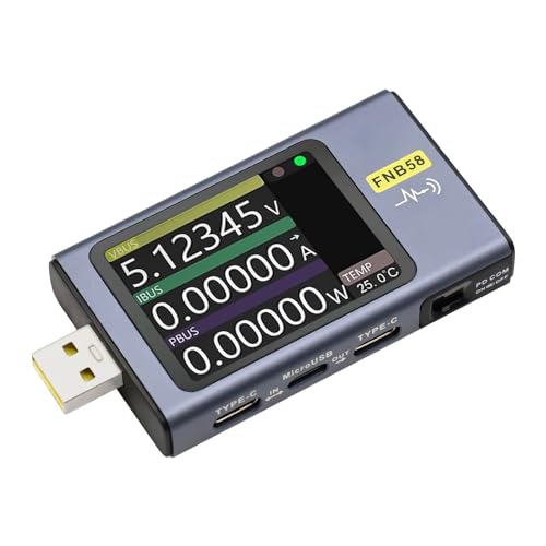 ARCELI FNB58 USB-Tester, Digitales Voltmeter, Amperemeter, Kapazitäts- und Welligkeitsmessung mit Bluetooth, Auslöser, Schnellladungserkennung 4–28 V Überwachungsspannung von ARCELI