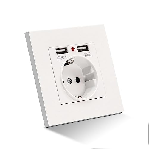 ARCELI Unterputz Steckdose Mit USB - Max. 5V / 2.1A Wandsteckdose 110-250V Mit 2 USB + 1 AC Anschluss - Für Innenbereich, Ladefunktion Handy, Smartphone, Tablet von ARCELI