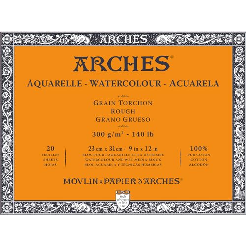 ARCHES A1795085 Aquarelle 100% dick, 300 g, geleimt, 4 l, 23 x 31, 20 Blatt, naturweiß, Baumwolle, Papier, weiß, 23x31, stück von ARCHES