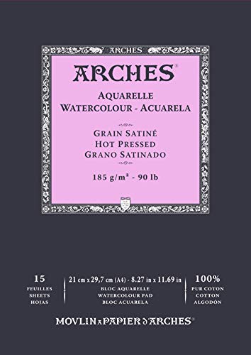 Bloc Enc 21x29,7 15H Arches Aquarelle 100% Satin 185g Blanc Nat von ARCHES