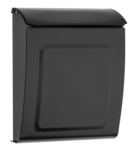 Architectural Mailboxes „Aspen™“, abschließbarer, vertikaler Wandbriefkasten für den Außenbereich, moderner Kleiner Briefkasten aus verzinktem Stahl mit Schloss und Schlüsselkasten, schwarz von ARCHITECTURAL MAILBOXES