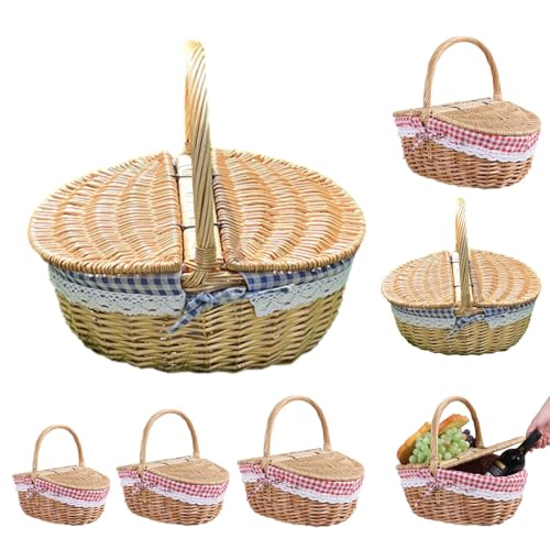 Picknickkorb Aus Rattan Kleiner Weidenkorb Rotkäppchen-picknickkorb Weidenkorb Mit Griff Osterkorb Picknickkorb Deckel Aufbewahrungskörbe Aus Korbgeflecht Isolierter Picknickkorb von ARCHWANG
