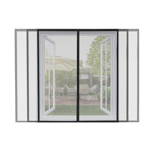 ARCOL Magnetisches Fliegengitter Fenster verstellbar – Magnetisches Fliegengitter für Fenster mit Klettband, kürzbares Fliegengitter Fenster (155 x 150 cm, Schwarz) von ARCOL