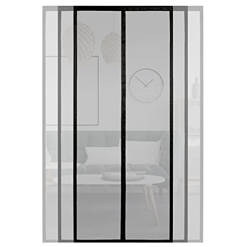 ARCOL Magnetisches Fliegengitter für Türen, verstellbar, Fliegengitter für Fenster mit Klettbändern, magnetisches Fliegengitter für Fenster, kürzbar (155 x 230 cm, Schwarz) von ARCOL