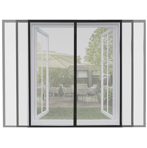 ARCOL Magnetisches Moskitonetz mit verstellbarem Fenster – magnetisches Fliegengitter für Fenster mit Klettband, kürzbares Fliegengitter Fenster (155 x 120 cm, Schwarz) von ARCOL