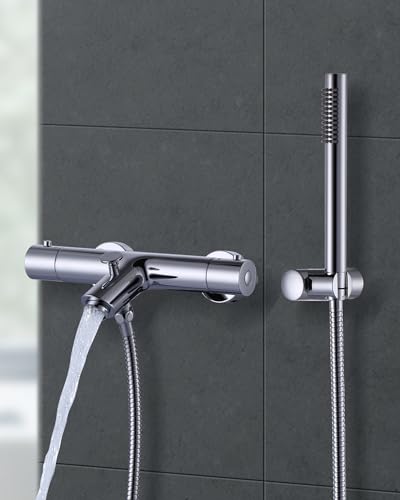 ARCORA Badewannenarmatur mit Handbrause, Badewannenarmatur aus Kupfer Badewannenarmatur mit Thermostat 38℃ Verbrühschutz für Bad Badewanne inkl. 150cm Brauseschlauch von ARCORA