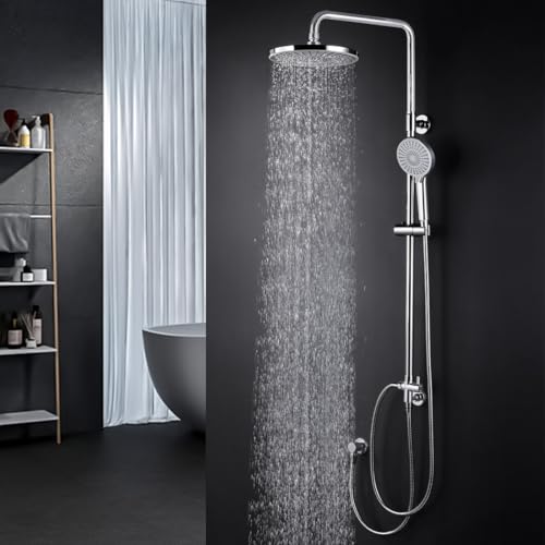 ARCORA Duschsystem ohne Armatur Regendusche Set Duschset Chrom Duschsäule 3-Funktionen mit Überkopfbrause Handbrause Brausegarnitur aus 304 Edelstahl Duschgarnitur für Bad von ARCORA