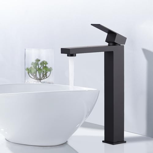 ARCORA Waschtischarmatur schwarz, Wasserhahn Bad aus 304 Edelstahl Armatur Waschbecken mit 50cm Anschlussschläuche von ARCORA