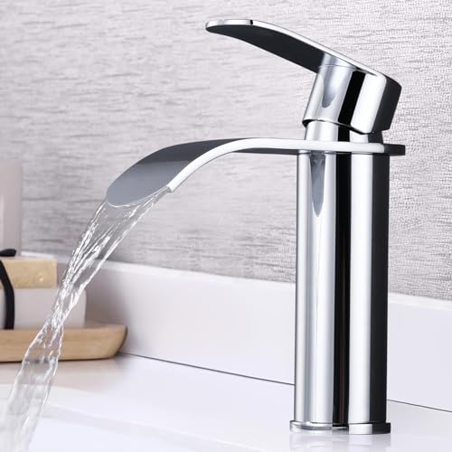 ARCORA Wasserhahn Bad, Waschtischarmatur wenig Lärm aus Edelstahl Einhandmischer Wasserfall Waschbeckenarmatur Armatur Waschbecken, Chrom von ARCORA