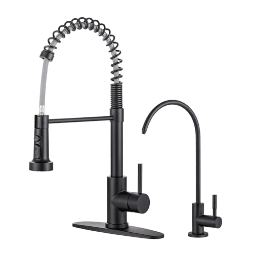 Küchenarmatur und Wasserfilter-Wasserhahn: ARCORA Edelstahl Küchenspüle Wasserhahn mit Trinkwasserhahn - Schwarzer Einhandhahn mit herausziehbarem Sprüher für Küchenspüle Bauernhaus Bar Küchenarmatur und Wasserfilter-Wasserhahn: ARCORA Edelstahl Küchenspüle Wasserhahn mit Trinkwasserhahn - Schwarzer Einhandhahn mit herausziehbarem Sprüher für Küchenspüle Bauernhaus Bar von ARCORA