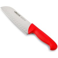 Santokumesser Arcos 2900- Prof 290622 mit Nitrumtaschen aus Edelstahl und ergonomischem rotem Polypropylen mango mit 18 cm Klinge, Vitrine. von ARCOS