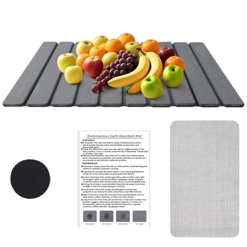 Faltbare Absorbierende Geschirr Trocknungsmatte, Steingeschirr Schnelle Trockenmatte, Geschirr Kieselgur zum Kaffeematten, Faltbare Stein Badematte, mit Schleifpapier und Gittermatte (40x30cm) von ARCPNRT