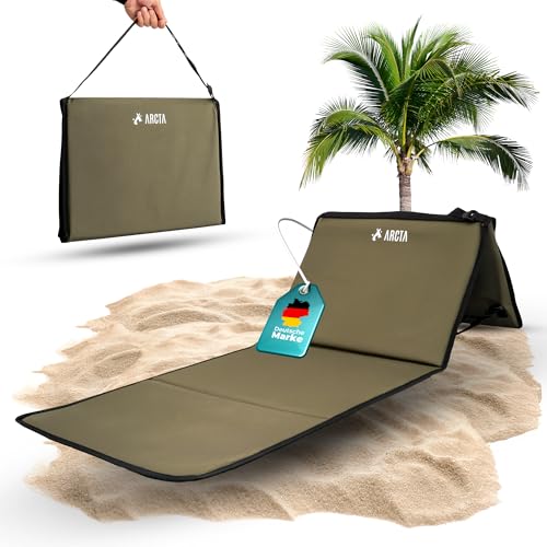 ARCTA® Campingliege faltbar leicht – Strandliege klappbar mit Rückenlehne – Ergonomische Camping Liege, Feldbett & Strandmatte – Reisebett Erwachsene, Campingbett für Outdoor & Strand von ARCTA