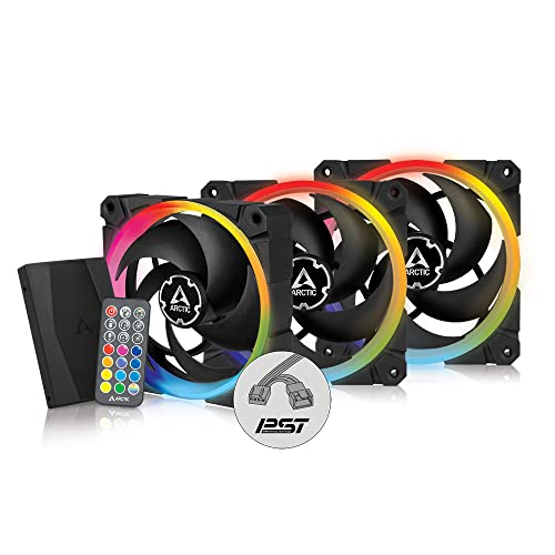 ARCTIC BioniX P120 A-RGB (3 Stück, inkl. A-RGB Controller) - PC Lüfter, 120 mm Gehäuselüfter mit A-RGB, optimiert für statischen Druck, PWM-gesteuert, Case Fan, Kühler, 400-2300 rpm - Schwarz von ARCTIC