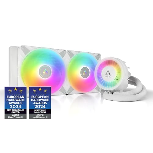 ARCTIC Liquid Freezer III 280 A-RGB - Wasserkühlung PC, AIO CPU Wasserkühler, Intel & AMD, effiziente PWM-gesteuerte Pumpe, Lüfter: 200–1900 rpm, LGA1851 und LGA1700 Contact Frame - Weiß von ARCTIC