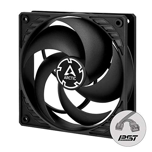 ARCTIC P12 PWM PST CO - PC Lüfter, 120 mm PWM PST Gehäuselüfter optimiert für statischen Druck und Dauerbetrieb, Doppelkugellager, 200-1800 RPM (0 RPM <5%) - Schwarz von ARCTIC