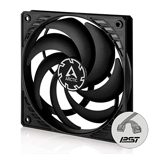 ARCTIC P12 Slim PWM PST - PC Lüfter, 120 mm PWM PST Gehäuselüfter optimiert für statischen Druck, Case Fan mit PST-Anschluss (PWM Sharing Technology), besonders schmal - Schwarz von ARCTIC