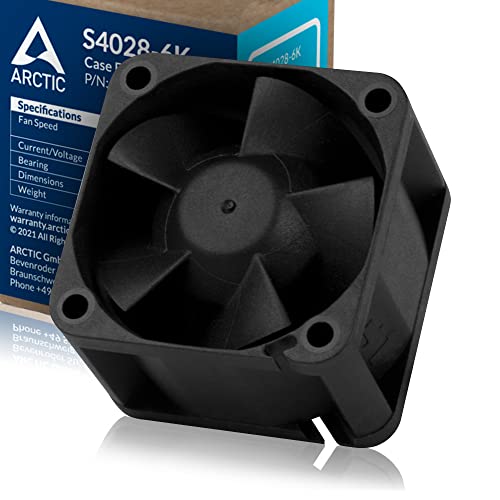 ARCTIC S4028-6K - 40x40x28 mm Server Lüfter mit Doppelkugellager, 250-6000 RPM, PWM reguliert, 4-Pin Anschluss, 12 V DC - Schwarz von ARCTIC