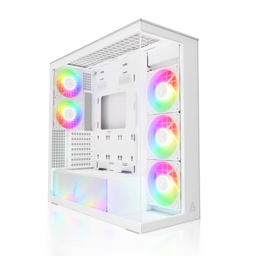 ARCTIC Xtender (White) - PC-Gehäuse, Gehärtetes Panorama-Glas, 2X 420 mm Radiator Support, Midi-Tower, E-ATX, 5X A-RGB Lüfter vormontiert - Weiß von ARCTIC