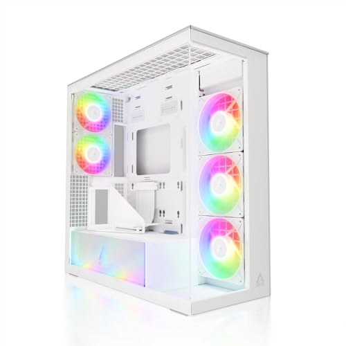 ARCTIC Xtender VG (White) mit vertikaler GPU-Halterung - PC Gehäuse, Gehärtetes Panorama-Glas, 2X 420 mm Radiator Support, Midi-Tower, E-ATX, 5X A-RGB Lüfter vormontiert - Weiß von ARCTIC